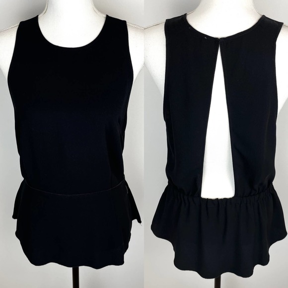 Aritzia Wilfred Sleeveless Peplum Open Back Top In Black Size Medium - Picture 1 of 13